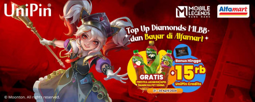 Top Up Diamonds MLBB di UniPin dan Bayar di Alfamart, Gratis Frestea 500ml + Bonus 15rb UniPin Credits